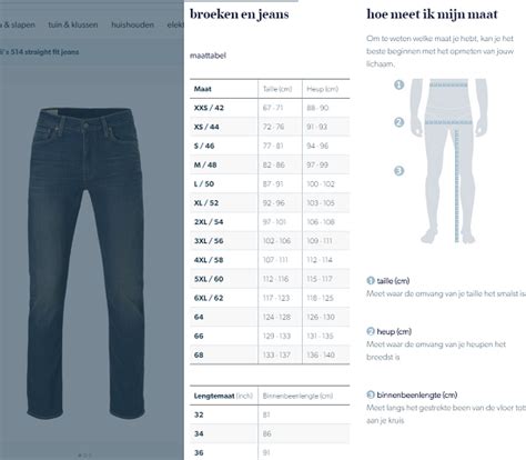 jeans omrekenen heren.